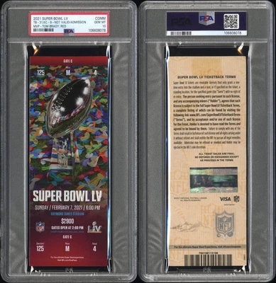 Super Bowl LV 2021 - TB-31, KC-9 - MVP - Tom Brady boleto rojo gema PSA como nuevo 10 bajo pop Foto 1 de 3