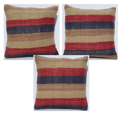 kilim lumbar, almohada de cama, funda de cojín de piso, almohada tejida plana, alfombras kelim 16"X16" Foto 1 de 4