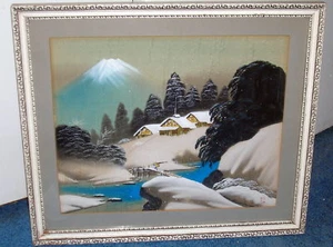 Anfang des 20. Jahrhunderts gerahmtes japanisches Aquarell auf Seide. Signiert mit Hackmarke - Bild 1 von 8