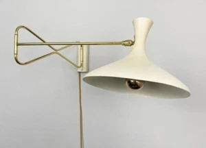 1 Light Brass Metal wall Fixture swing Arm Mid Century Vintage Lamp Wall Light - Picture 1 of 7