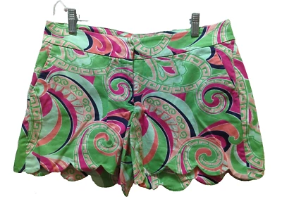 Crown & Ivy Mujer 4 Verde Rosa Paisley Pantalones Cortos Dobladillo Festoneado LEER Punto! Foto 1 de 4