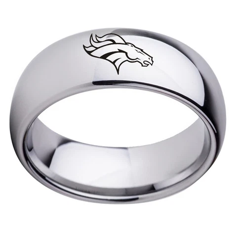 Denver Broncos Football Team Stainless Steel Silver Ring Band Gifts Size 6-13 Cover