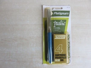 Blue / Silver Platignum Italic Cartridge Pen in Sealed, Unopened Pack. - Picture 1 of 5