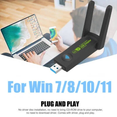 Wireless Dual Band 2.4G 5.8G WiFi Ethernet Adapter 1300Mbps Network Card For Win - Image 1 of 4