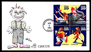 2753A 29c Stamps (Se-Tenant) (1993) CIRCUS ACTS FDC HD/HP FROM STEVE WILSON !!! - Picture 1 of 1