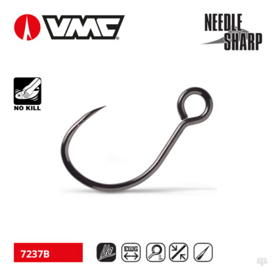 VMC Light Inline Single Barbless Hooks - Bass...
