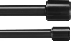 Amazon Basics 1" Double Curtain Rod with Cap Finials - 72" to 144", Black - Picture 1 of 12
