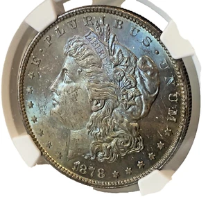 1878 7TF Rev of 78 NGC MS63 Morgan Silver Dollar Rainbow Toned Both Side - Picture 1 of 6