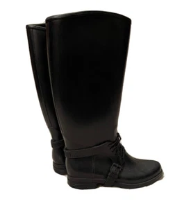 Women's Nine West Black Rubber Tall Rain boots sz 10 - Picture 1 of 6