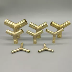 Brass Hose Connector Y Piece Hose Nipple Air Fuel Water Gas - Picture 1 of 12