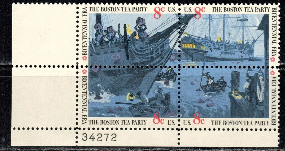 Boston Tea Party plate block #1480-1483 - Image 1 of 1