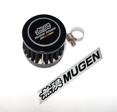 NEGRO 12MM RACING MINI FILTRO RESPIRADOR ACEITE AIRE PARA HONDA CIVIC EG EK MUGEN EMBLEMA Foto 1 de 4