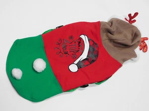  Christmas Puppy Dog Pet Hoodie Sweatshirt Antlers Size M  Don't Stop Believing - Picture 1 of 7