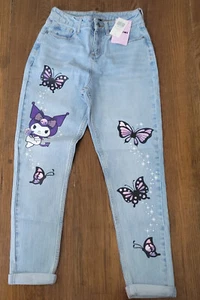Sanrio Kuromi Butterfly Mom Jean straight leg jeans size 1 BNWT Y2K CUTE - Picture 1 of 4