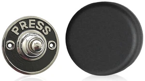 Wind up Mechanical Doorbell, Matt Black, Chrome round PRESS - Picture 1 of 2