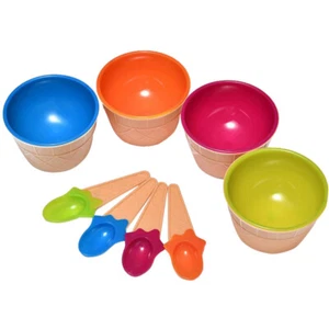 4 Sets Ice Cream Bowl Spoon for Parties Footed Dessert Cups Child - Picture 1 of 12