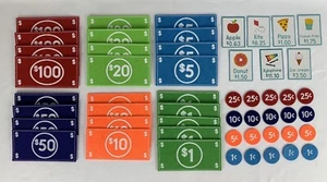 Felt Play Money 25 Bills & 20 Coins Waldorf Montessori Flashcards Rainbow Cloth - Picture 1 of 11