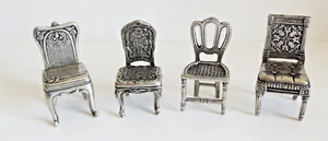 FOUR VINTAGE NEW VIEW SMALL 2.5" METAL DOLLHOUSE CHAIRS - Picture 1 of 10
