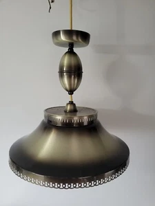 17 Inch Vtg Retractable 3 Bulb Ceiling Light Fixture MCM Atomic Pulldown Large - Picture 1 of 23