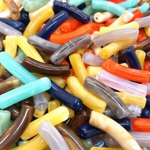15pcs Acrylic Tube Beads - Curved Noodle Spacer Tubes DIY Jewelry Making Supplie