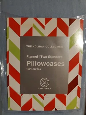 Funda de almohada estándar de franela de algodón azul liso Martha Stewart Collection 2 Foto 1 de 4