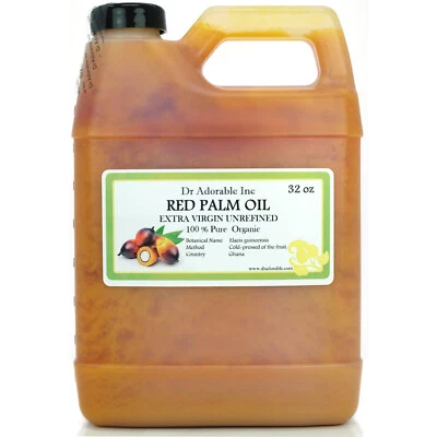 DR. ADORABLE Pure Organic Red Palm Oil Extra Virgin Unrefined by Dr.Adorable 2oz up to Gallon