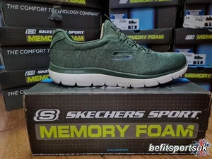 SKECHERS MENS SLIP-ON SHOES OLIVE MEMORY FOAM GO-WALK TRAINERS SKETCHERS GREEN