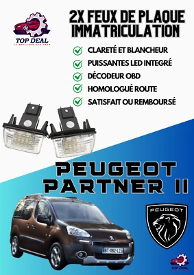 2x Feux de plaque d'immatriculation LED Peugeot partner tepee 5 places - Imagen 1 de 3