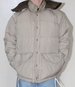 Vintage Gerry Brown Down Puffer Hooded Parka Coat U.S.A. Made Men's M - Picture 1 of 24