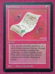 Magic The Gathering LIMITED EDITION BETA FALSE ORDERS red card MTG - Picture 1 of 2