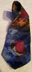 HANDMADE Tie Blue Red Abstract Pattern Italian Classic Casual 56" Long X 3" Wide - Picture 1 of 12