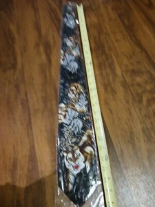 Vintage new old stock Men's Tie animal print elephant tiger zebra lion black tie - Picture 1 of 5
