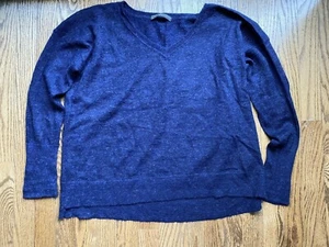 Peruvian Connection Alpaca Blend Blue V-Neck Sweater Size Medium - Picture 1 of 6