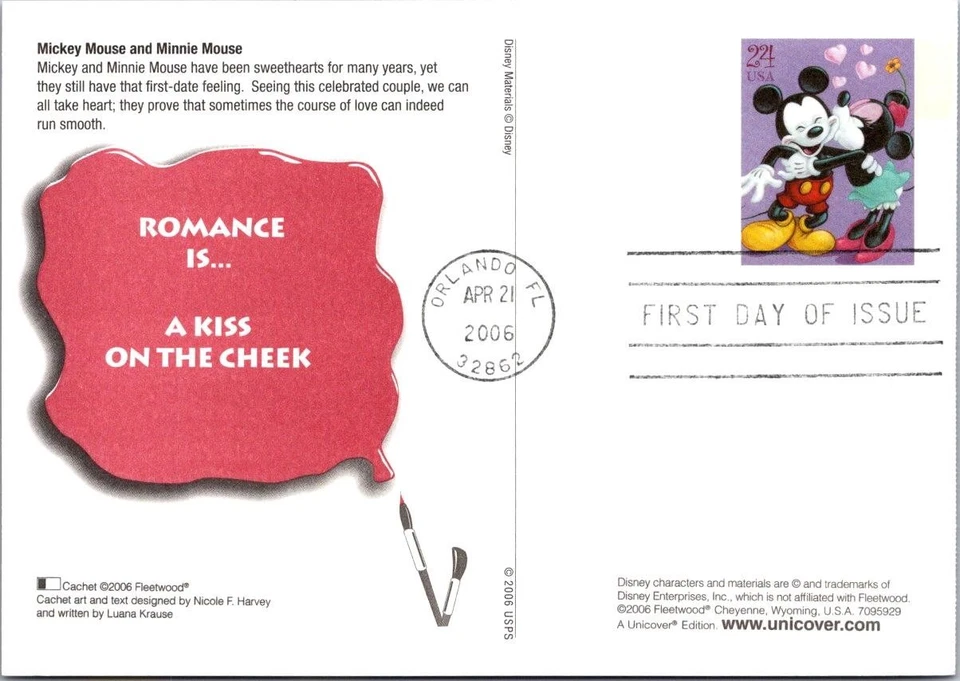 FDC 2006 SC #4027 Fleetwood Cachet, Mickey & Minnie Mouse - Orlando, FL - J18526 - Image 1 of 2