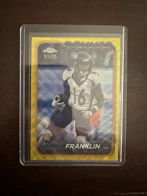 2024 Topps Chrome #215 Troy Franklin Yellow Geometric Refractor RC /75 Broncos - Image 1 of 2