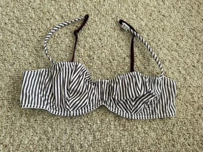 Victoria's Secret Pink 34C Striped Cotton Unlined Balconette Bra Underwire - Image 1 of 4