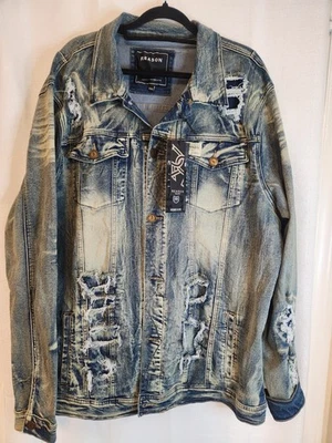 Reason Men's Sandy Distressed  Denim Jacket Size XXXL New With Tags - Photo 1/4