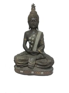 Estatua Sentada del Señor Buda Tradicional India Color Gris Para Decoración del Hogar - Imagen 1 de 5
