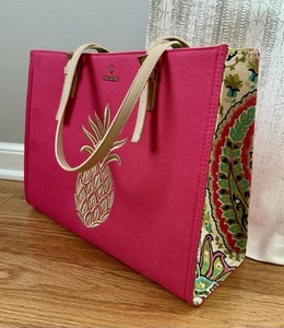 SPARTINA 449 Pineapple Pink Shoulder Bag Linen Satchel Tote Handbag Purse•LG•NEW - Picture 1 of 20