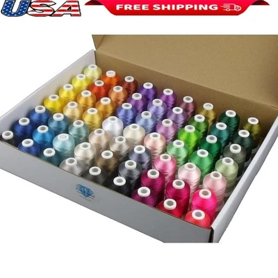 63 Color Polyester Embroidery Thread 550 Yards Each Set Bonus Included Durable - Image 1 of 4
