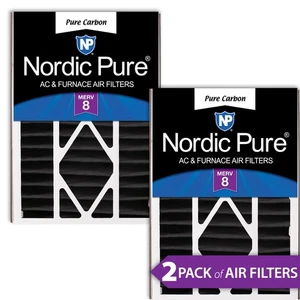 Air Bear 16x25x5 Replacement Pure Carbon Odor Reduction Merv 8 Air Filters 2 PK - Picture 1 of 7