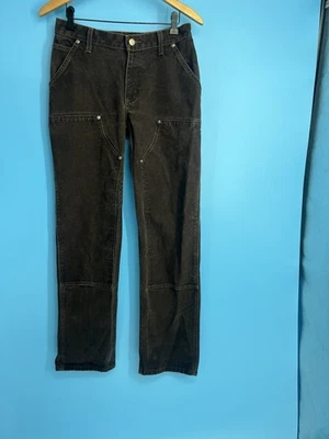 Винтажные мужские холщовые брюки плотника Carhartt с двойным коленом темно-коричневые размер: 30x32 - Изображение 1 из 4