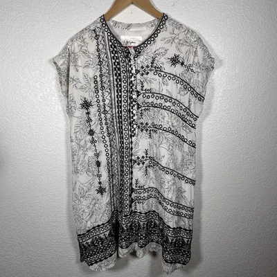 Vestido Johnny Was Biya Kanchan Seda Bordado Floral Geométrico Pequeño Foto 1 de 4