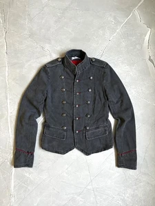 Chaqueta Militar Recortada Napoleón Lavada Denim Años 00 De Colección Mujer Talla S - Imagen 1 de 16