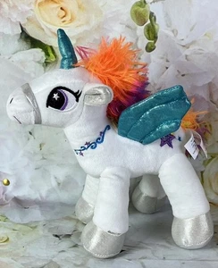 Unicorn Rainbow Hair Plush Shooting Star Linzy Stuffed Animal White Metallic - Picture 1 of 15