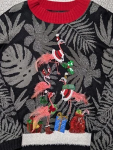 Ugly Christmas Sweater! 33 Degrees 2XL, Flamingos - Picture 1 of 8