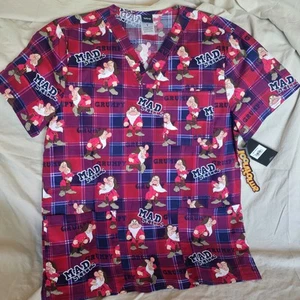 Grumpy Snow White Cherokee Scrubs Disney Tooniforms Men/Women V Neck S NEW - Picture 1 of 10