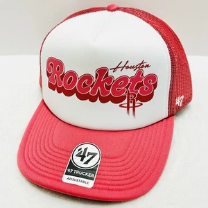 '47 Brand Houston Rockets Luminance A-Frame Trucker Hat Cap Adjustable Snap Red - Picture 1 of 5