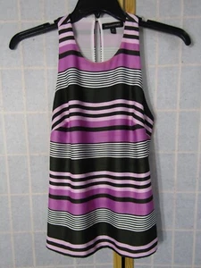 Banana Republic 100% Polyester Black/Pink Striped Sleeveless Top Shirt Womens XS - Picture 1 of 4