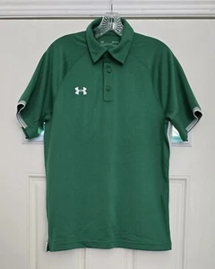 Under Armour Polo Shirt Loose Heatgear Men M Kelly Green Short Sleeve Soft - Picture 1 of 15